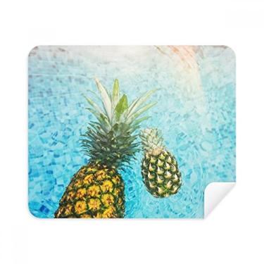 Imagem de Pano de limpeza de tela azul com estampa de frutas vermelhas e abacaxi, 2 peças, tecido de camurça