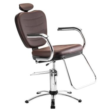 Imagem de Cadeira Barbeiro Salão Reclinável Tabaco Marrom Top Dompel