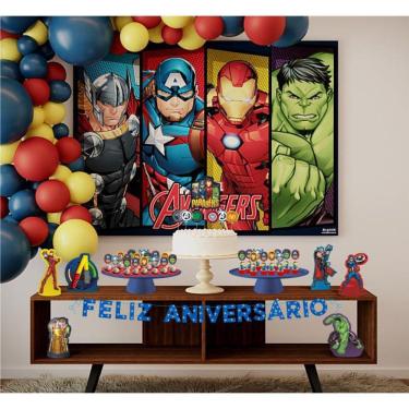 Imagem de Kit Festa Vingadores 39 Itens Painel Faixa Enfeites Topo