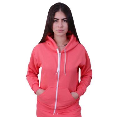 Imagem de Blusa Moletom Com Ziper Feminino Coral