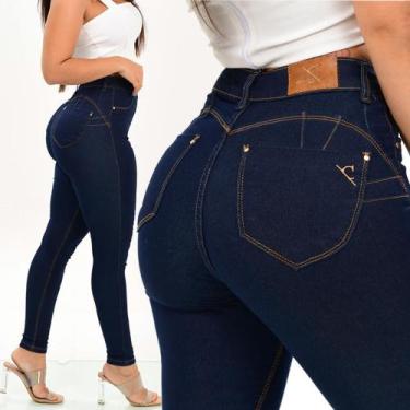 Imagem de Calça Jeans Feminina Levanta Bumbum Original Cós Alto Lycra - Conclusã