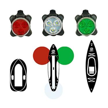 Imagem de NIXY Luzes de navegação LED para caiaque e SUP – vermelho, verde e branco, recarregável, 4 modos de piscar, clipe traseiro, para pranchas de remo, barcos, canoas, pontões, bote, bicicletas e jangadas