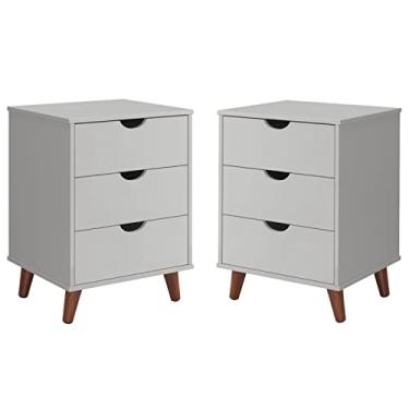 Imagem de Conjunto 2 Mesa de Cabeceira Grécia Plus com 3 Gavetas (Braco)