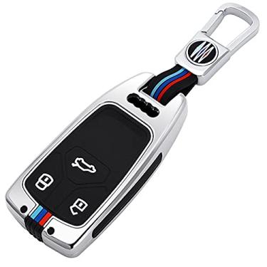 Imagem de Hacreyatu Chaveiro de liga de zinco protetor de tampa de chave para Audi A6 A5 Q7 S4 S5 A4 B9 Q7 A4L TT TTS RS 8S 2016 2017 2018 (Prata)