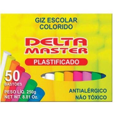 Imagem de Giz Escolar Plastificado Colorido Com 50 Palitos - Delta