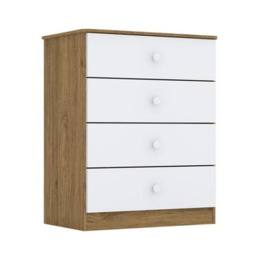 Imagem de Cômoda Infantil Amarelinha 4 GV Branca e Rústico