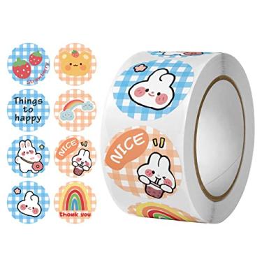 Imagem de Kiboule Adesivo de agradecimento de 1 polegada padrão animal bonito 500 folhas/rolo para scrapbooks diy diário cartões de felicitações saco de presente embrulhos buquês de flores aniversários de negó