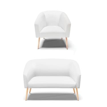 Imagem de Kit 01 Namoradeira 02 Lugares E 01 Poltrona Branco