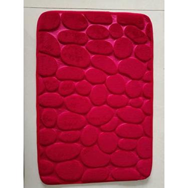 Imagem de SHENGANG Tapete de banho de paralelepípedos em relevo para banheiro de lã coral tapete antiderrapante para banheira tapete para banheiro capacho para banheiro, 16,40x60cm