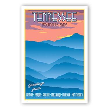 Imagem de Pôster de viagem Tennessee conjunto de 20 cartões postais idênticos. Cartões postais de viagem estilo vintage TN State. Feito nos EUA.