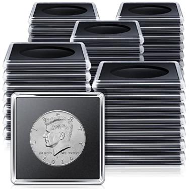 Imagem de 36 suportes de moedas de meio dólar, cápsula de moeda de 5 x 5 cm, porta-moedas de prata dólar porta-moedas de plástico para colecionadores suprimentos de coleção de moedas protetores de moeda