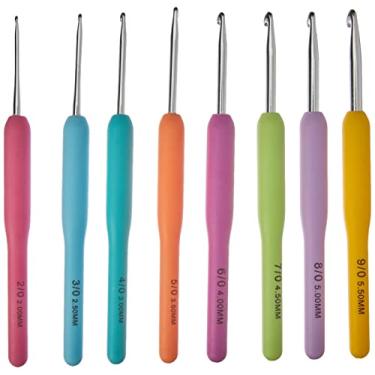 Imagem de Kit de Agulha Para Crochê, NYBC, 8 Agulhas de Diferentes Tamanhos, Cabo de Silicone