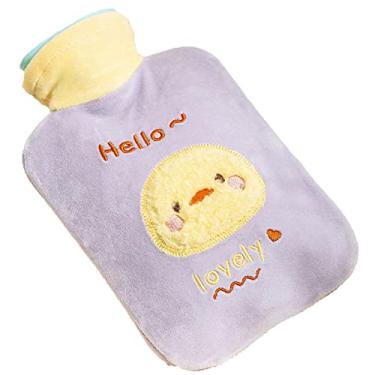 Imagem de Garrafa de água quente com capa de pelúcia macia bolsa de água quente para compressas quentes e frias, aquecedor de pés de mão, ideal para cólicas menstruais, alívio da dor no pescoço e ombro, 9.1000 ml