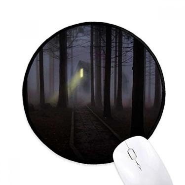 Imagem de DIYthinker Tapete de mouse noturno escuro ciência da silvicultura natureza cenário tapete de mesa escritório tapete redondo para computador