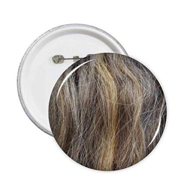 Imagem de Alfinetes de cabelo longos e encaracolados tingidos de marrom bonito emblema botão decoração acessório 5 peças