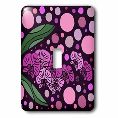 Imagem de 3dRose lsp_201775_1 Lindo interruptor de botão único com design original floral e orquídeas roxas, multicolorido