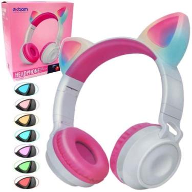 Fone De Gatinho Rosa Com Orelhinha Led Bluetooth - Cat 23 - Fone de Ouvido  Bluetooth - Magazine Luiza