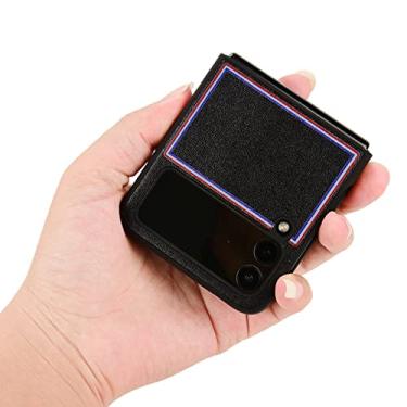 Imagem de Estojo protetor de couro antiderrapante para Samsung Galaxy Z Flip4 Flip 3 Flip3 Flip 4 5G Capa de telefone anti-riscos para Samsung Flip4, preto, para Samsung Z Flip 3