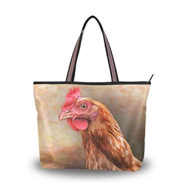 Imagem de Bolsa de ombro My Daily Women com desenho de galinha marrom, Multi, Large