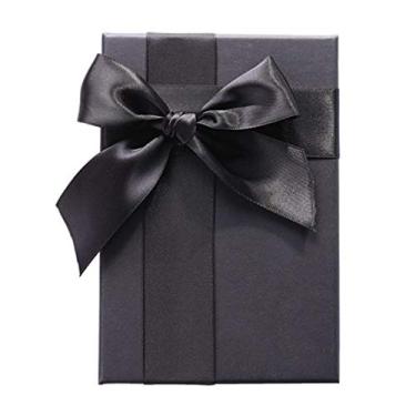 Imagem de Caixa de caixa de joias caixa de presente caixa de presente com fita grande laço para aniversários de casamento aniversários preto 20 x 18 x 8 cm