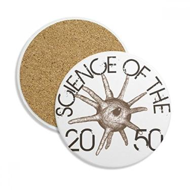 Imagem de Caneca de porta-copos com padrão ilustrado de linha de ciência, pedra absorvente de proteção de mesa