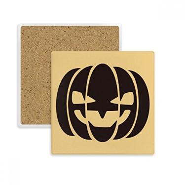 Imagem de Porta-copos de abóbora preta sorridente para Halloween com suporte de subplaca para caneca