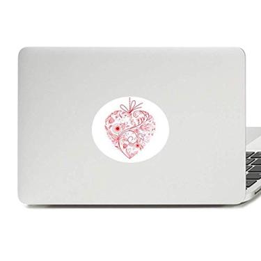 Imagem de Adesivo de notebook com emblema de vinil vermelho do Dia dos Namorados com flores vinhas