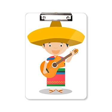 Imagem de Hat Guitar Prancheta de desenho animado do México Placa de apoio A4