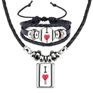 Imagem de Conjunto de joias de pulseira de couro com estampa de palavras I Love London