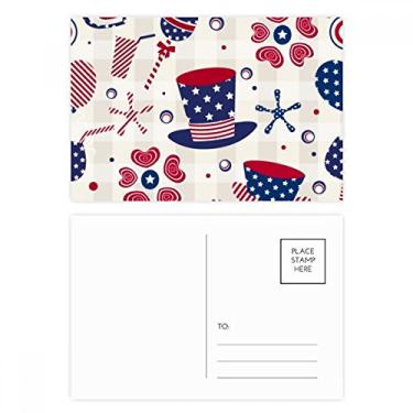 Imagem de USA Hat Drink Love Heart Firework Festival Conjunto de cartões postais de aniversário para enviar cartões de agradecimento