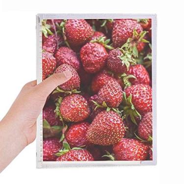 Imagem de Caderno com imagem de frutas vermelhas e morango, diário de folhas soltas recarregável