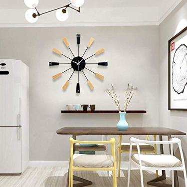 Imagem de Relógio de parede, personalidade doméstica viva silenciosa Arte decorativa criativa Relógio de parede para cozinha sala de estar e escritório