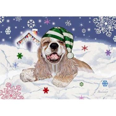 Imagem de Cartas de Natal Cocker Spaniel Neve: 10 Cartas de Feriado com Envelopes Vermelhos - ADORÁVEL!
