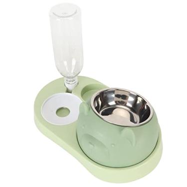 Imagem de Tigelas para Pratos Com Suporte Elevado, Fáceis de Limpar 550 Ml de água 4 Em 1 Princípio de Sifão de Aço Inoxidável Pet Cat Bowl Bebedouro Automático para Casa para Cães (Verde)