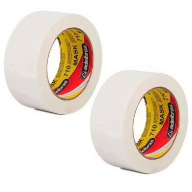Imagem de 2 Rolos Fita Crepe Longa Adesiva Papel 48mm 50 Metros Adelbras