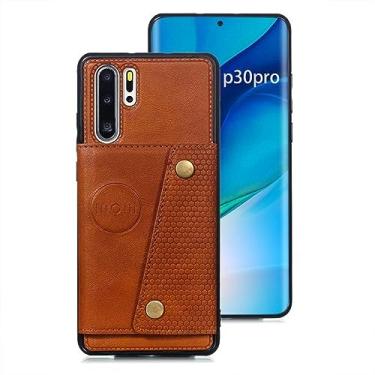 Imagem de Capa carteira para porta-cartões para Huawei P30 Pro P20 Lite 2019 Mate 40 30 20 Honor 9X 20 Lite Pro Couro Slot para cartão Capa traseira, Castanho-avermelhado, For Honor 9C
