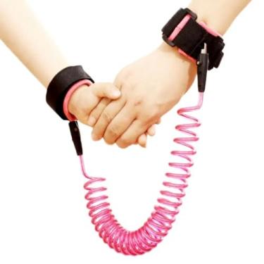 Imagem de Pulseira guia de segurança infantil passeios viagens cordão anti perda (Rosa)