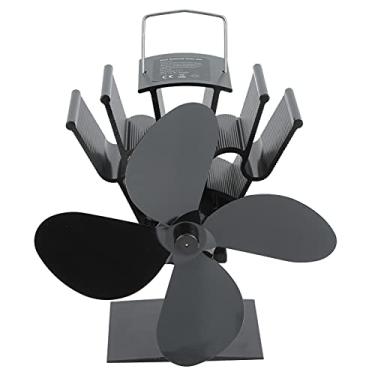 Imagem de 【】Ventilador de fogão com 4 lâminas, ventilador de fogão de madeira, fonte de alimentação térmica de alto coeficiente de segurança alimentado por calor para motor de ventilador