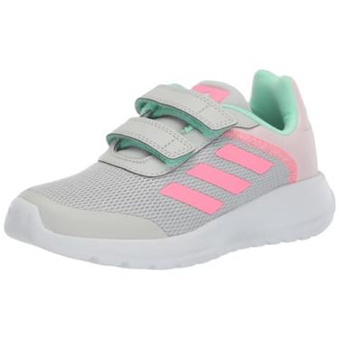 Imagem de adidas Tênis infantil unissex Tensor Run 2.0, Cinza um/feixe rosa/hortelã pulsada (alça cruzada), 7 Big Kid