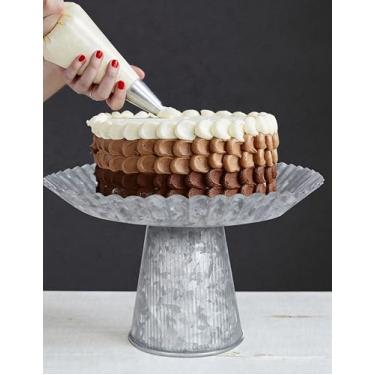 Imagem de Suporte de bolo de metal galvanizado, suporte rústico de buffet de prato de frutas de fazenda, bandeja de servir, bandeja de exibição de sobremesas, decoração de casa, suporte de bolo para casamento,