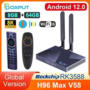 Imagem de BOXPUT-Smart TV Box com Dual Wi-Fi  H96 MAX V58  Rockchip RK3588  Android 12.0  WiFi6 Quad Core