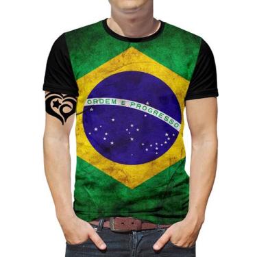 Imagem de Camiseta Bandeira Do Brasil Plus Size Masculina Blusa Br - Alemark