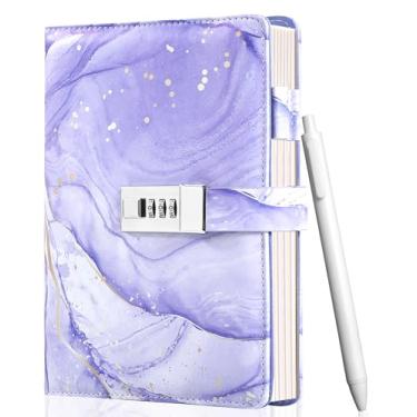 Imagem de Diário com cadeado para meninas, kit de diário pautado recarregável com senha A5, diário bloqueado, de Natal para meninas 6, 7, 8, 9, 10, 11, 12, 13, 14 anos, presentes para