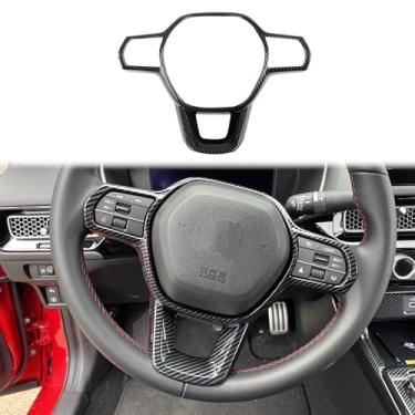 Imagem de Fewshaw Acabamento de moldagem de capa de volante estilo fibra de carbono para Honda Civic 2022-2024 para Accord HRV CRV 2023-2024, SYRY-2031-R