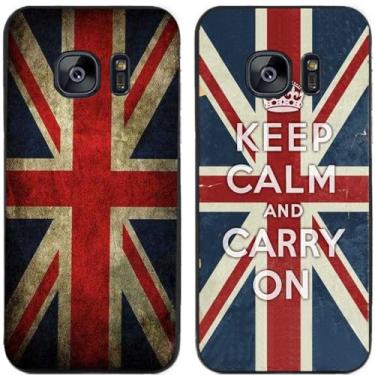 Imagem de 2 peças Keep Calm Carry On Retro Bandeira do Reino Unido impressa TPU gel silicone capa de telefone traseira para Samsung Galaxy (Galaxy S7 Edge)