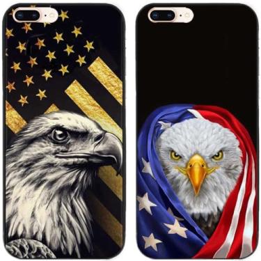 Imagem de 2 peças bandeira dos EUA águia impressa TPU gel silicone capa traseira para Apple iPhone todas as séries (iPhone 7 Plus/iPhone 8 Plus)