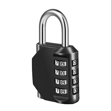 Imagem de Fechadura de combinação, cadeado de combinação de 4 dígitos para academia escolar armário esportivo, cerca, caixa de ferramentas, estojo, armazenamento de gabinete ferrolho (pacote com 1, preto)