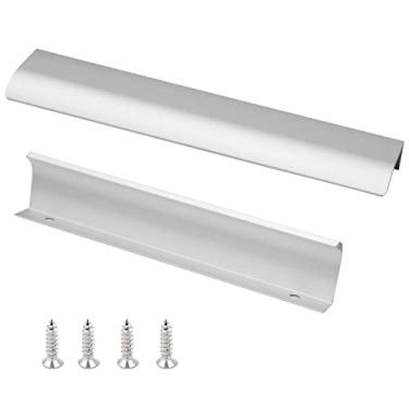 Imagem de Pacote com 10 puxadores de gaveta de móveis, estilo moderno, com bordas de dedo, puxadores de gaveta de cozinha ocultos, 150mm, Silver