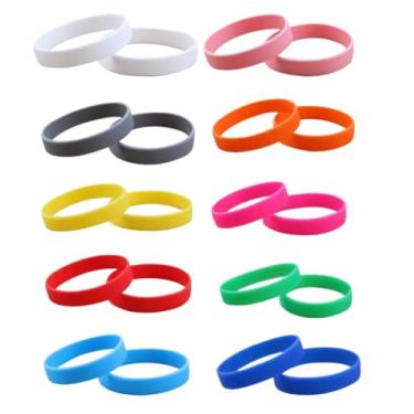 Imagem de UQUABESO 20 pulseiras de borracha para homens e mulheres, pulseiras elásticas de silicone em branco para eventos, festas, esportes (rosa, rosa, branco, cinza, vermelho, azul, verde, laranja, amarelo,