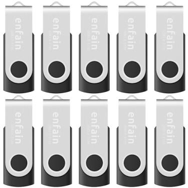 Imagem de Pacote com 10 unidades flash USB Enfain Bulk de 512 MB para mover ou enviar arquivos pequenos